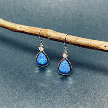 Load image into Gallery viewer, Sterling Silver Sythetic Opal Dangling Earrings