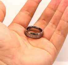 Load image into Gallery viewer, Tungsten Carbide Grooved Center Satin Finish Beveled Edges Wedding Band Ring 8mm