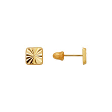 Load image into Gallery viewer, 14K Yellow Gold Diamond Cut Square Stud Earrings 5x5mm 2grams Screw Backing
