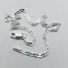 Load image into Gallery viewer, 925 Sterling Silver Anklet Anchor Chain Flat Mariner Link Bracelet 2.1mm 9"-10"