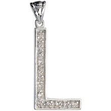 Load image into Gallery viewer, 925 Sterling Silver CZ Block Initial Letter Alphabet Pendant 1 5/8 Inch Wide