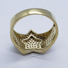 Load image into Gallery viewer, 14K Yellow Gold Double Star Shaped Ring 20.5mm Band Iced Size 9-11 Hip Hop Style