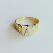Load image into Gallery viewer, 10K Yellow Gold Alphabet Letter Initial Ring Diamond Cut High Quality Size 4 ~ 8
