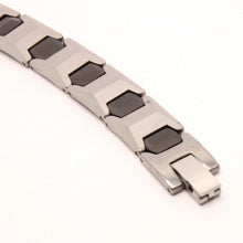 Load image into Gallery viewer, Tungsten Carbide 2-Tone Black Faceted Cushion Links Magnetic Therapy Bracelet