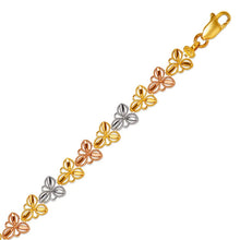 Load image into Gallery viewer, 14K Tri Color Gold Faceted Diamond Cut Bracelet 7 mm 7" Chain Brazalete tricolor