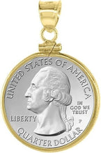 Load image into Gallery viewer, Gold Filled Quarter Dollar Bezel Screw Top 24 mm Coin Edge 25 Cent