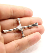 Load image into Gallery viewer, 925 Sterling Silver Wire Wrapped Cylindrical Cross Pendant with Rope Edges