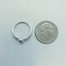 Load image into Gallery viewer, Small Sterling Silver Blue Synthetic Opal Band Ring for Women Oval Shape