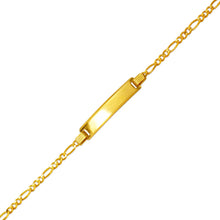 Load image into Gallery viewer, 14K Yellow Gold 5mm ID Bracelet 2.5mm Figaro Chain 6" Engraving Available