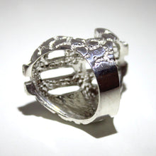 Load image into Gallery viewer, 925 Sterling Large Dollar Sign Diamond Cut Finish Nugget Ring 1 5/16 Inch Wide