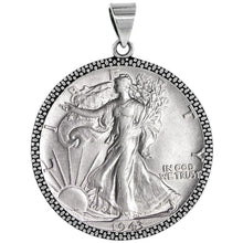 Load image into Gallery viewer, 925 Sterling Silver 50 Cent Half Dollar Bezel Illusion Edge 30mm Prong Back