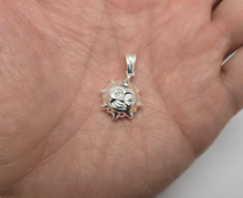 Load image into Gallery viewer, 925 Sterling Silver Hollow Sun with Face Pendant Italy 5/8 (16mm) Inch Tall