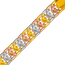 Load image into Gallery viewer, 14K Tricolor Gold Bohemian Style Gypsy Boho Hand Chain Bracelet 11mm 7" 7.5" 8"