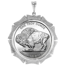 Load image into Gallery viewer, 925 Sterling Silver 1oz Round Coin Bezel Bamboo Shape Edge 39mm Prong Back
