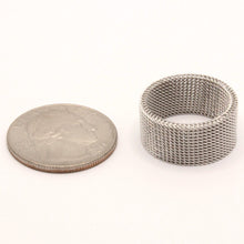 Load image into Gallery viewer, Stainless Steel Tall Flexible Braided Mesh Design Wedding Band Ring 10mm