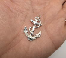 Load image into Gallery viewer, 925 Sterling Silver Anchor Wrapped with Rope Pendant 1 1/16 Inch Tall (27mm)