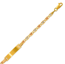 Load image into Gallery viewer, 14K Tricolor Gold Kids Valentino ID Bracelet 7mm/3mm 6" Engraving Available