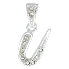Load image into Gallery viewer, 925 Sterling Silver CZ Action Initial Letter Alphabet Pendant 3/4 Inch Wide