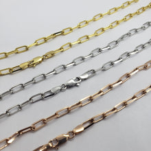 Load image into Gallery viewer, 14K Solid Yellow White Rose Gold Paperclip Chain 3mm 3.5mm 4.5m Size 16" - 24"