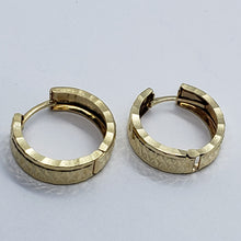 Load image into Gallery viewer, 14K Real Yellow White Gold Huggie Hoop Earrings Diamond Cut Round 13mm Men Women