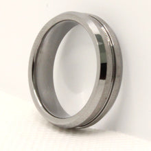 Load image into Gallery viewer, Tungsten Carbide Groove Center Satin Finish Beveled Edges Wedding Band Ring 6mm