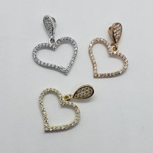 Load image into Gallery viewer, 14K Yellow White Rose Gold Fancy Heart CZ Pendant Charm High Polished 16x13mm