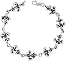 Load image into Gallery viewer, 925 Sterling Silver Fleur De Lis French Lily Bracelet Anklet 7.5 inches Long