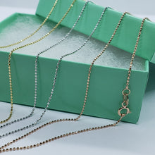Load image into Gallery viewer, Authentic 14k Solid Gold Stamped Bead Chain Necklace 3 Color 1mm / 16" 18" 20"