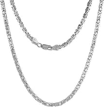 Load image into Gallery viewer, 2.6mm Sterling Silver Square Byzantine Chain Necklace Bracelet Size 7" ~ 30"