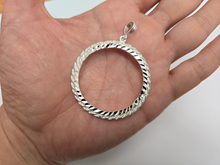 Load image into Gallery viewer, 925 Sterling Silver Rope Edge Prong Back Bezel for 47mm 2 oz Pancho Villa Coin