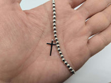 Load image into Gallery viewer, 925 Sterling Silver Adjustable Rosary Cross Charm Bracelet Women 7" Long