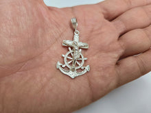 Load image into Gallery viewer, 925 Sterling Silver Anchor Mariner Crucifix Cross Pendant 1 1/2 Inch Tall (38mm)