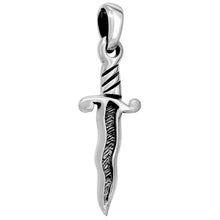 Load image into Gallery viewer, 925 Sterling Silver Wavy Blade Dagger Pendant 1 5/32 (29mm) Inch Tall