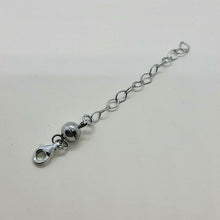 Load image into Gallery viewer, Sterling Silver 8mm Magnetic Ball Clasp Converter Rhodium Finish 2inch Extension