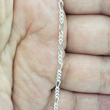 Load image into Gallery viewer, 925 Sterling Silver Figaro Chain Bracelet Beveled Edge from Italy 2.5mm 7"-10"
