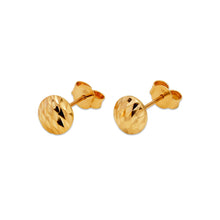 Load image into Gallery viewer, 14K Real Yellow Gold Diamond Cut Curved Ball Stud Earrings 7mm