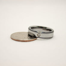 Load image into Gallery viewer, Tungsten Carbide Round Diamond Beveled Ceramic Edge Wedding Band Ring 6mm