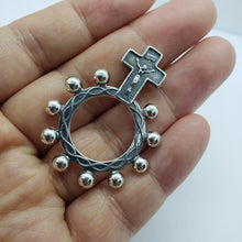 Load image into Gallery viewer, 925 Sterling Silver Rosary Ring One Mystery Single Decade Ring Rosary