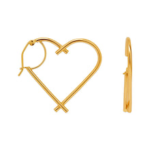 Load image into Gallery viewer, 14K Yellow Gold Heart Hoop Earring for Women Lady Love 3 Sizes Piece Pairs