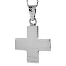 Load image into Gallery viewer, 925 Sterling Silver Flat Plain Greek Cross Pendant 7/8 Inch (22mm) Tall