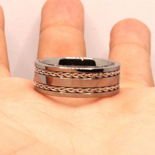 Load image into Gallery viewer, Tungsten Carbide Flat Double Sterling Silver Rope Inlay Wedding Band Ring 8mm