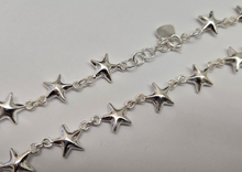 Load image into Gallery viewer, 925 Sterling Silver Anklet with Linked Stars 10mm, Fits 9" to 10" Ankles