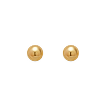 Load image into Gallery viewer, 14K Yellow or White Gold Ball Stud Earrings 5mm Wide 2grams Screw Backing