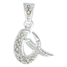 Load image into Gallery viewer, 925 Sterling Silver CZ Action Initial Letter Alphabet Pendant 3/4 Inch Wide