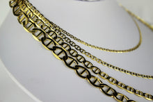 Load image into Gallery viewer, 10K Solid Yellow Gold Flat Mariner Link Chain Necklace 2mm~6.5mm Size 16"~30"