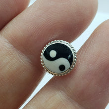 Load image into Gallery viewer, 925 Solid Sterling Silver Yin Yang Stud Earrings 3/8 inch (10mm) for Women Girl