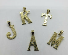 Load image into Gallery viewer, 10K Yellow Gold Nugget Initial A to Z Alphabet Pendant Charm w/out Rope Chain