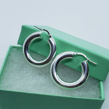 Load image into Gallery viewer, Sterling Silver 5mm Thick Tube Hoop Earrings Plain Polished 3/4-2 3/8 inch Round