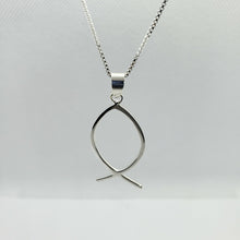 Load image into Gallery viewer, Sterling Silver Handmade Christian Fish Pendant Ichthys w/out 1mm Box Chain