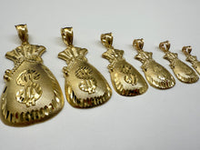 Load image into Gallery viewer, 10K Solid Yellow Gold Lucky Money Bag Pendant Diamond Cut 6 Sizes